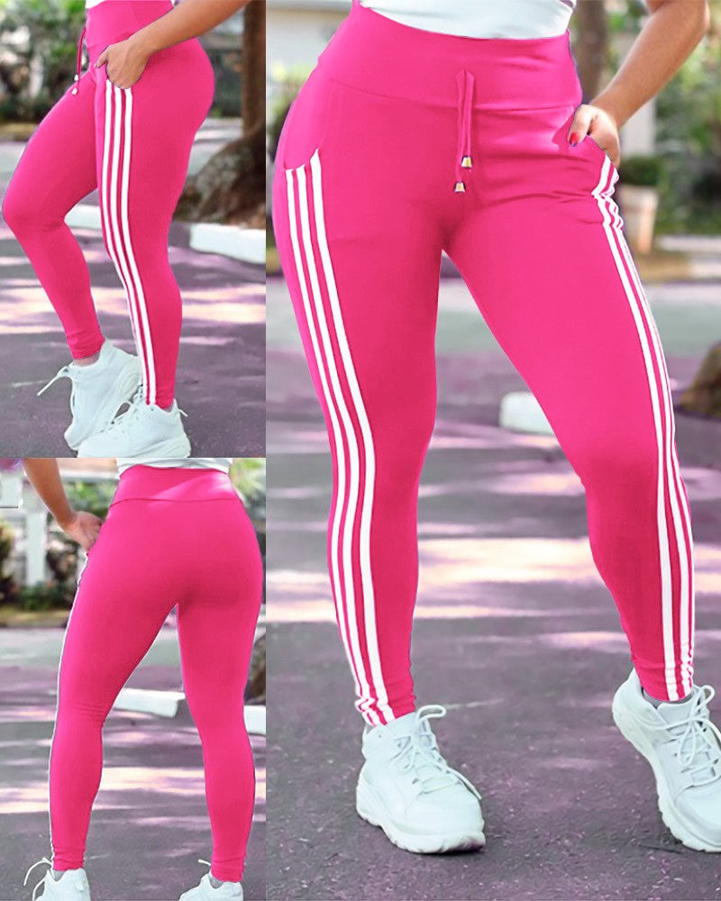 Sporty high-waisted trousers