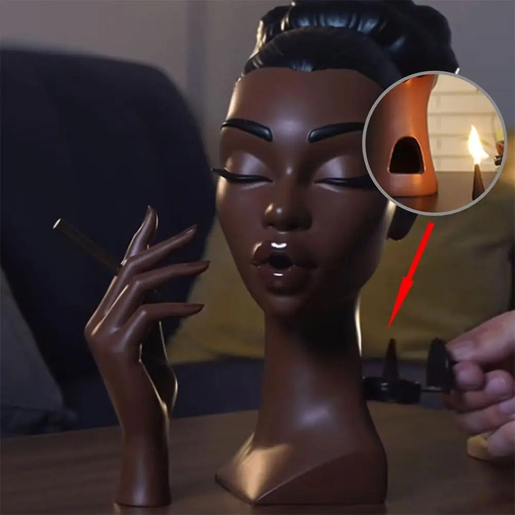 Black Lady Smoker Sculpture