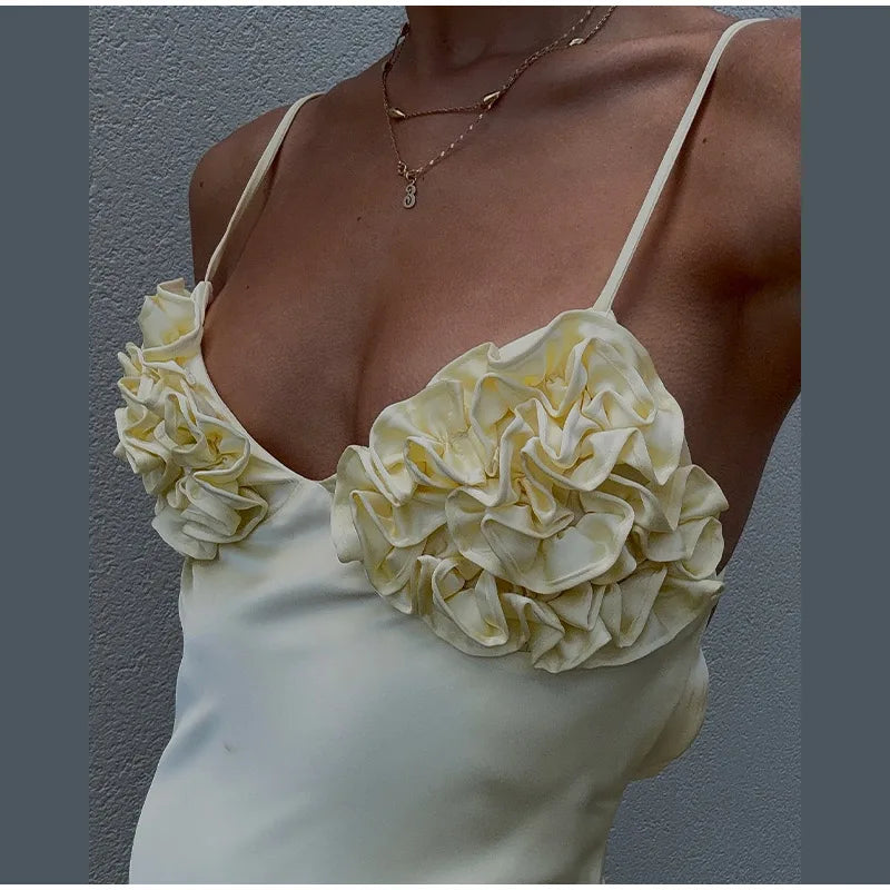3D Floral Backless Dress