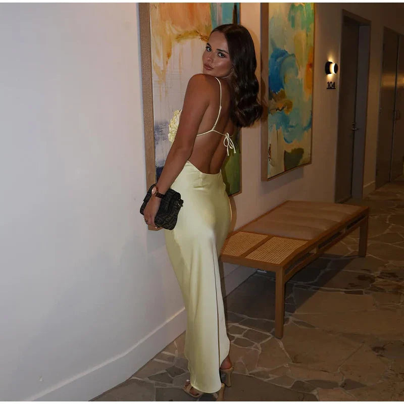 3D Floral Backless Dress