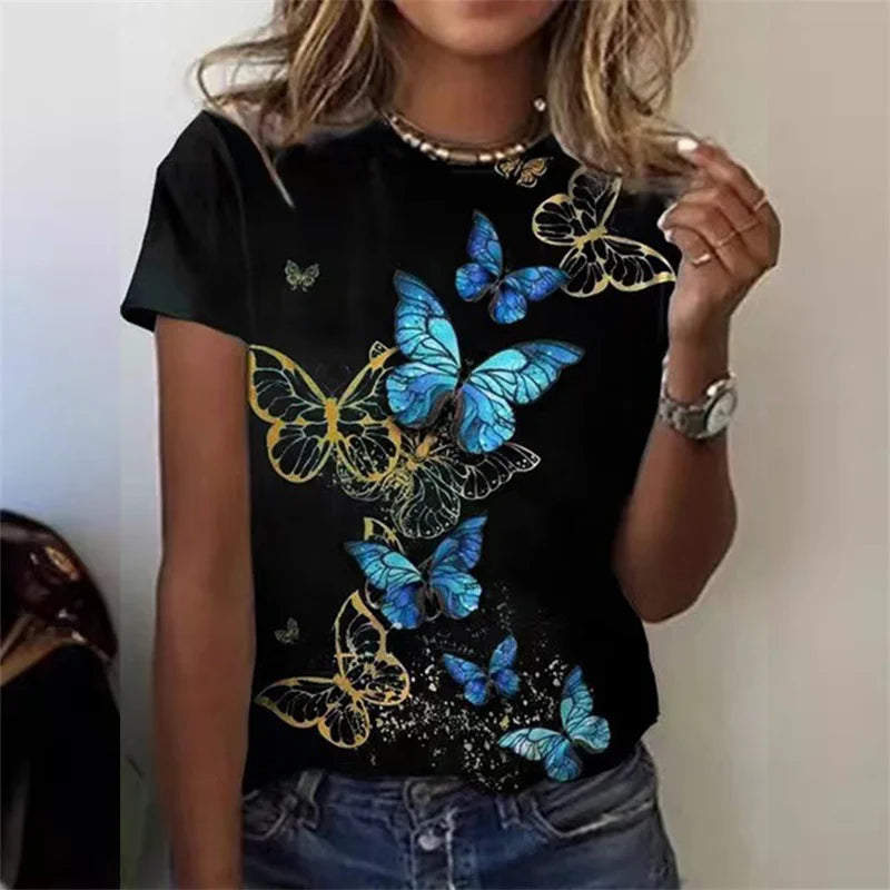 Elegant Butterfly Print Tee