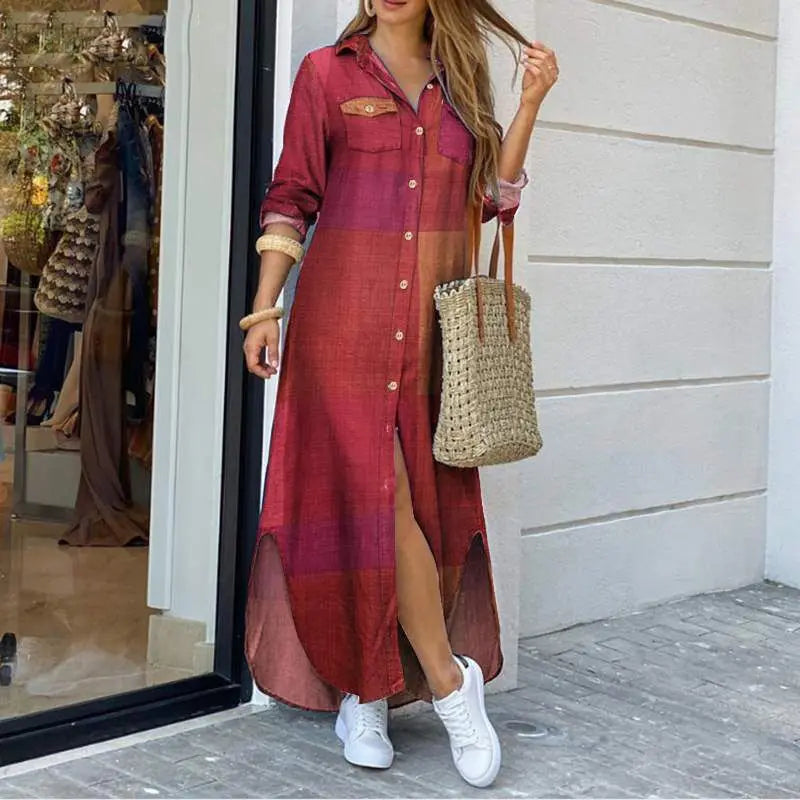 Elegant Plaid Maxi Dress