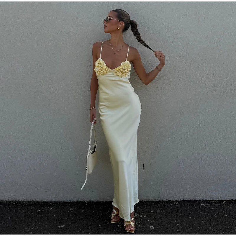 3D Floral Backless Dress