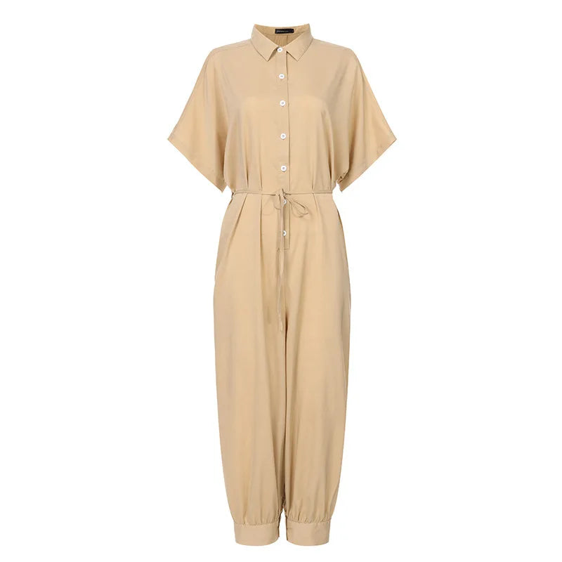 High Waist Short Sleeve Jumpsuit – Summer One Piece