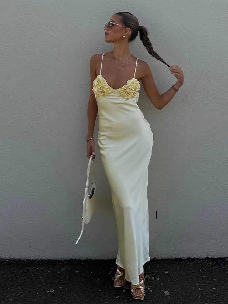3D Floral Backless Dress