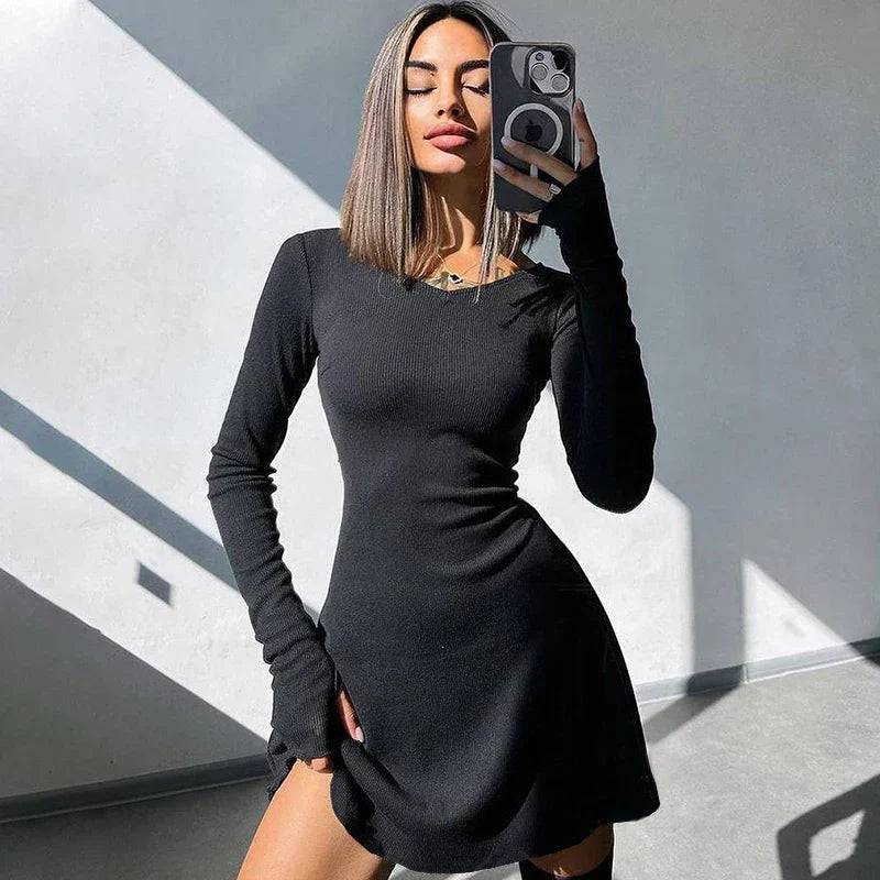 Elegant Black V-Neck Dress