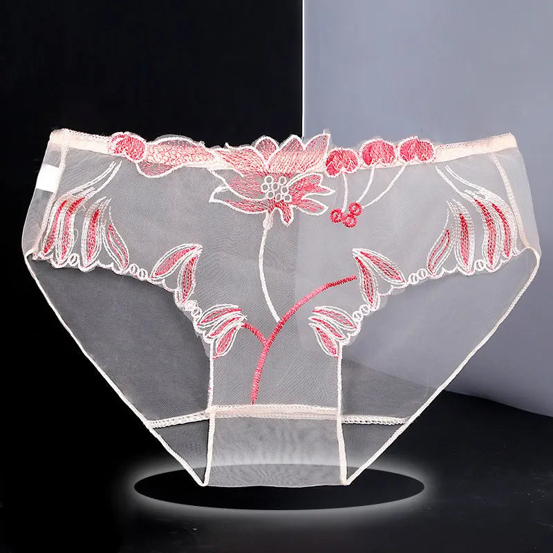 Elegant Lace Embroidered Sheer Panties – Ultra-Thin & Sexy