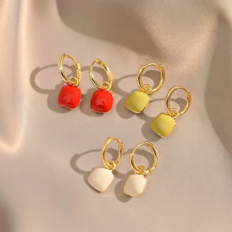 Elegant Enamel Dangle Earrings