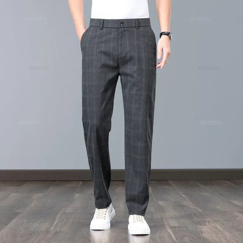 Lightweight Plaid Dress Pants