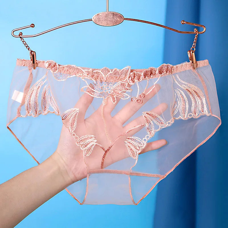 Elegant Lace Embroidered Sheer Panties – Ultra-Thin & Sexy