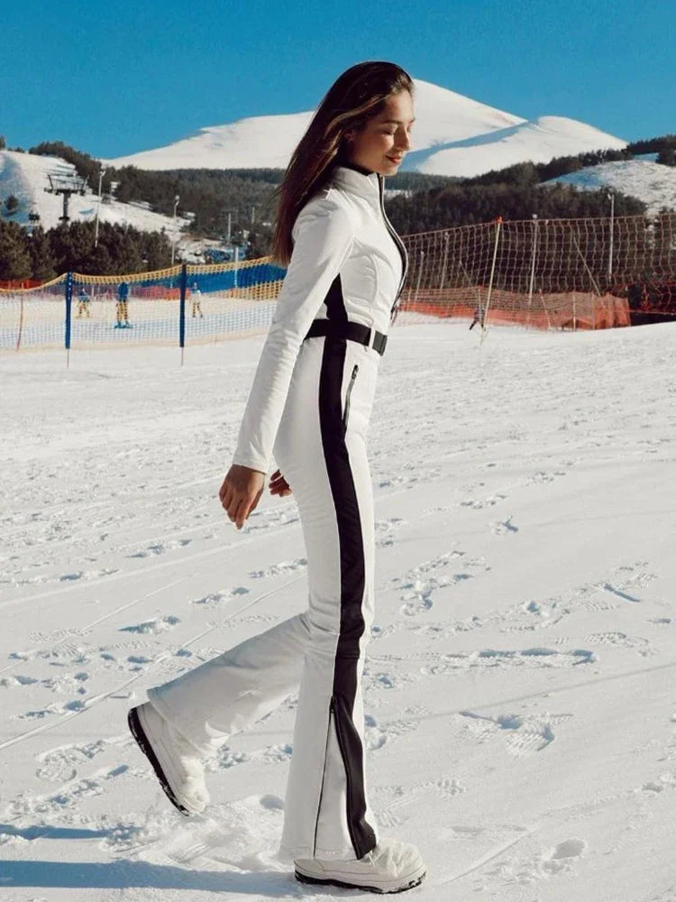 Women’s Waterproof Ski Jumpsuit – Winter Patchwork Snow Overall