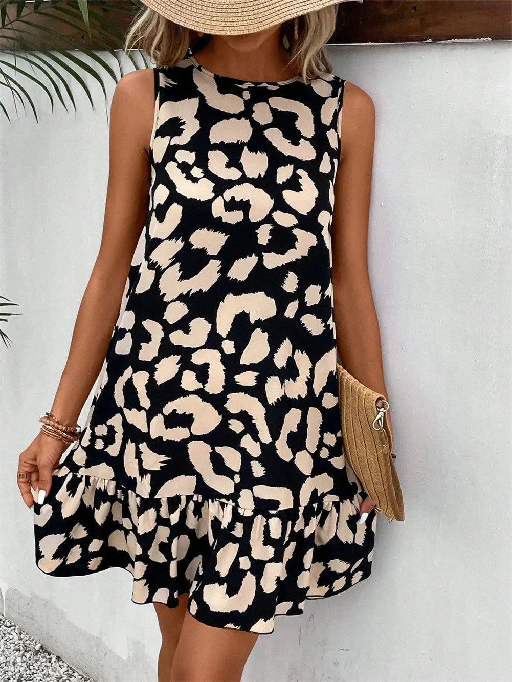 Women Leopard Print Summer Dress