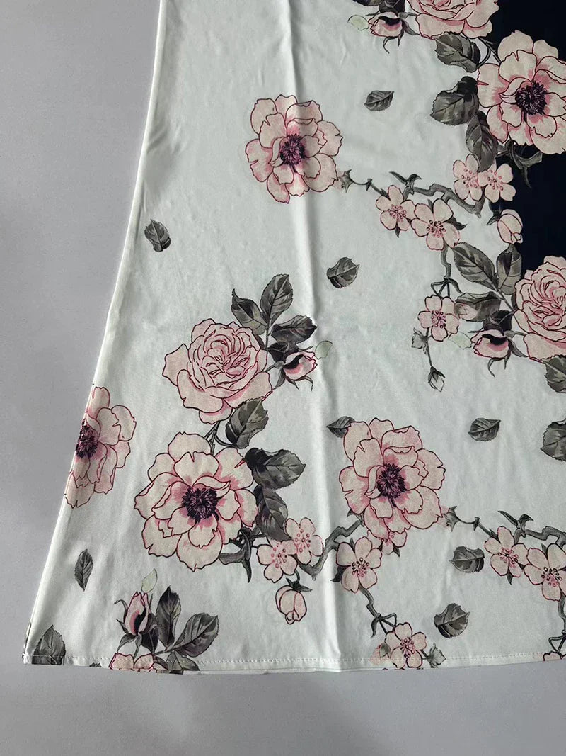 V-Neck Sleeveless Hem Print Dress