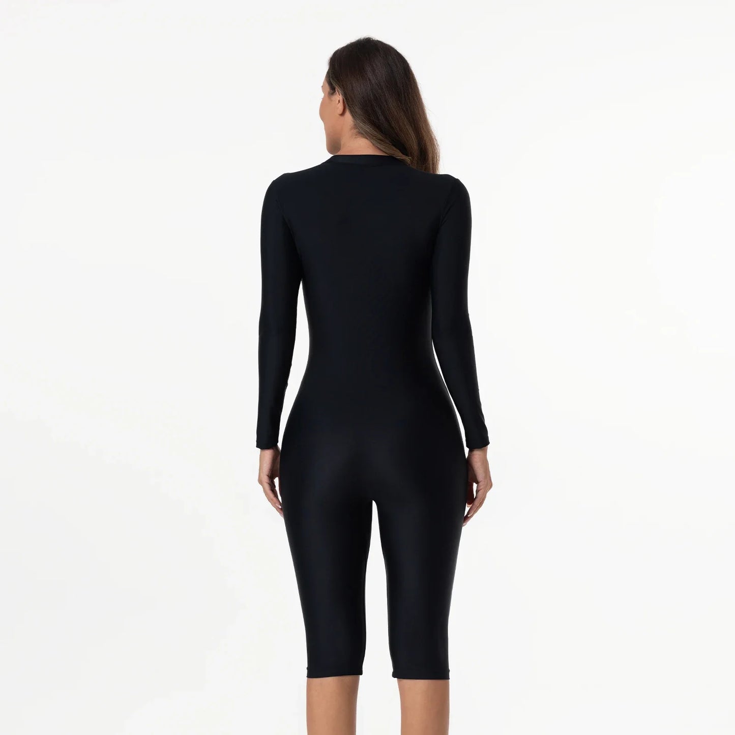 Women's One-Piece Swimsuit with Sleeves – Sport Style Solid Swimwear