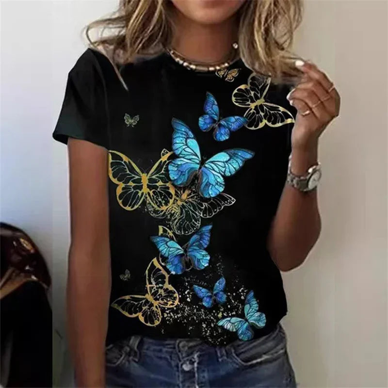 Elegant Butterfly Print Tee