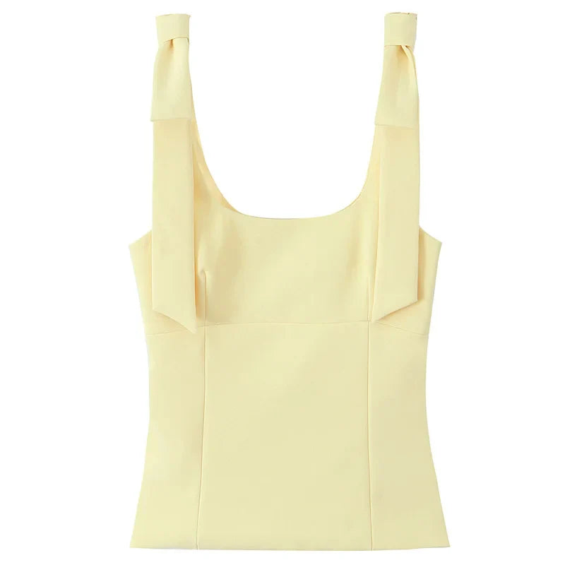 Butterfly Bow Crop Top Women Sleeveless Camis