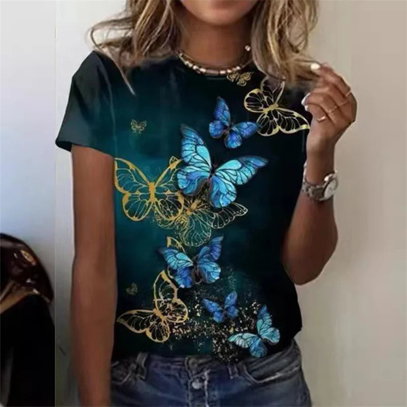 Elegant Butterfly Print Tee