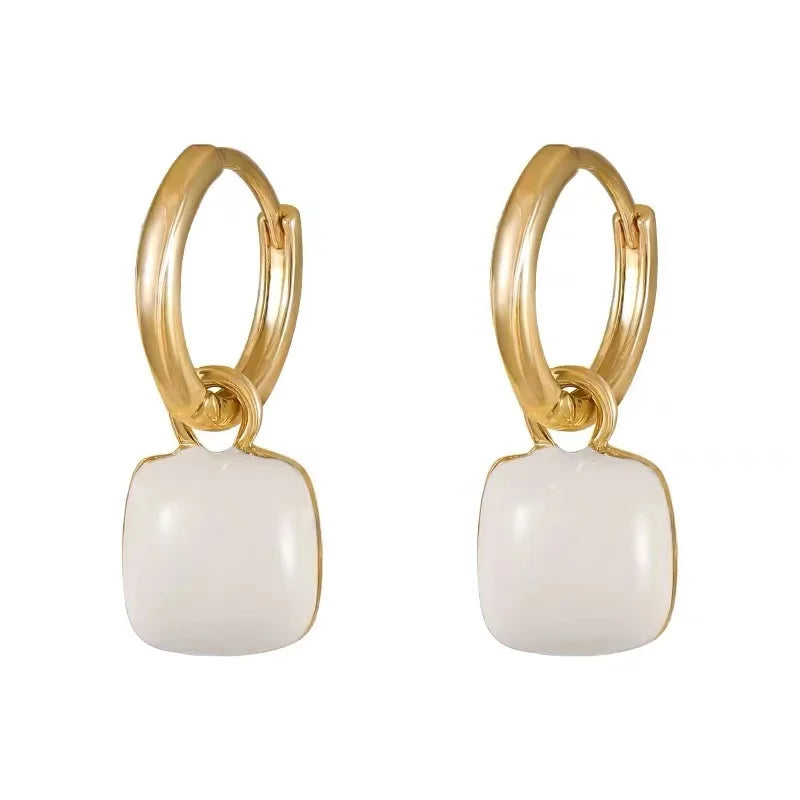 Elegant Enamel Dangle Earrings