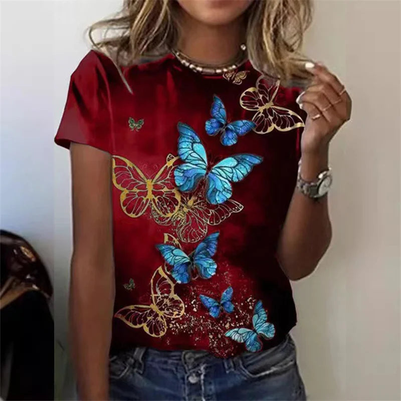 Elegant Butterfly Print Tee