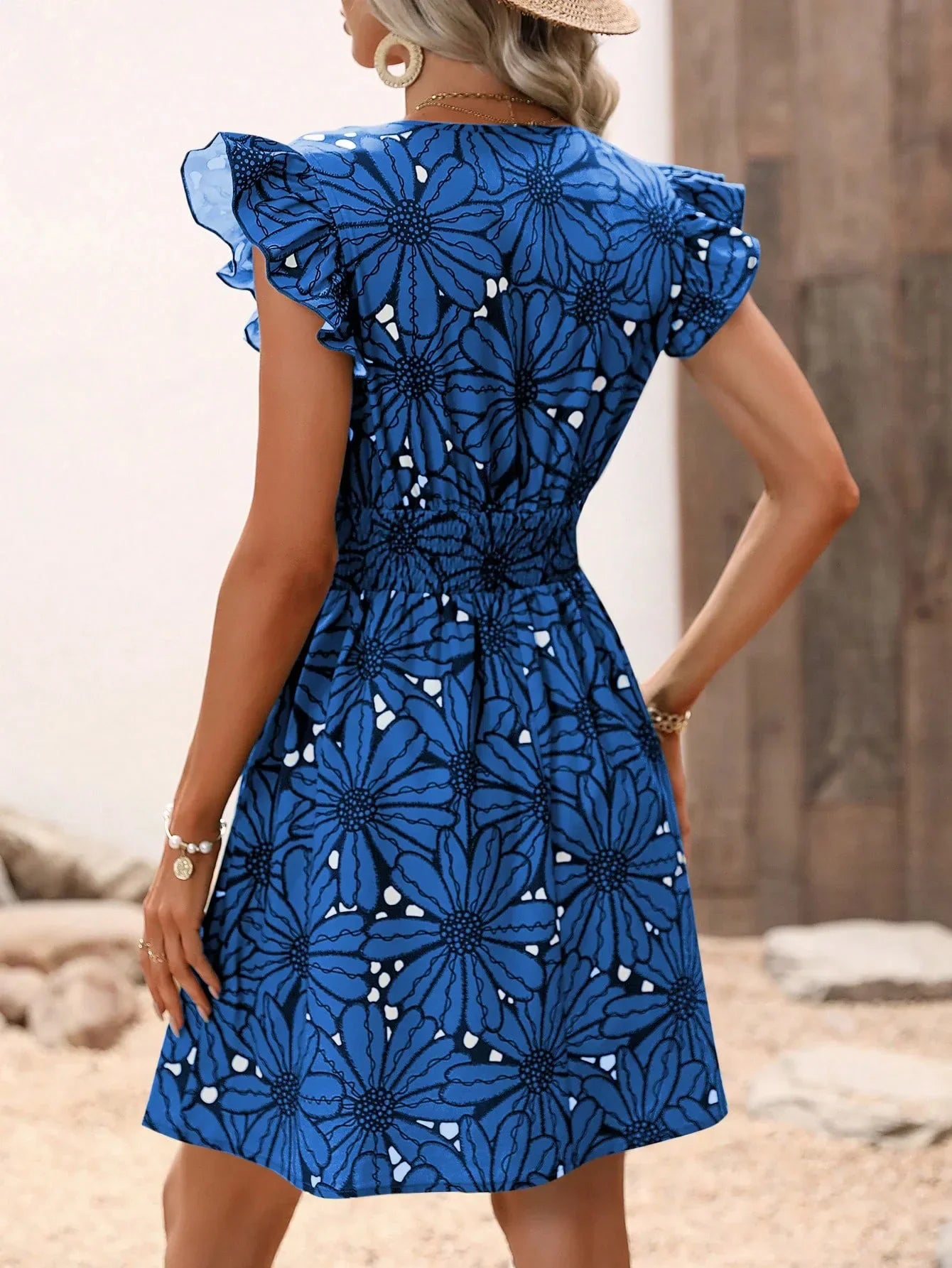 Women's V-Neck Petal Dress