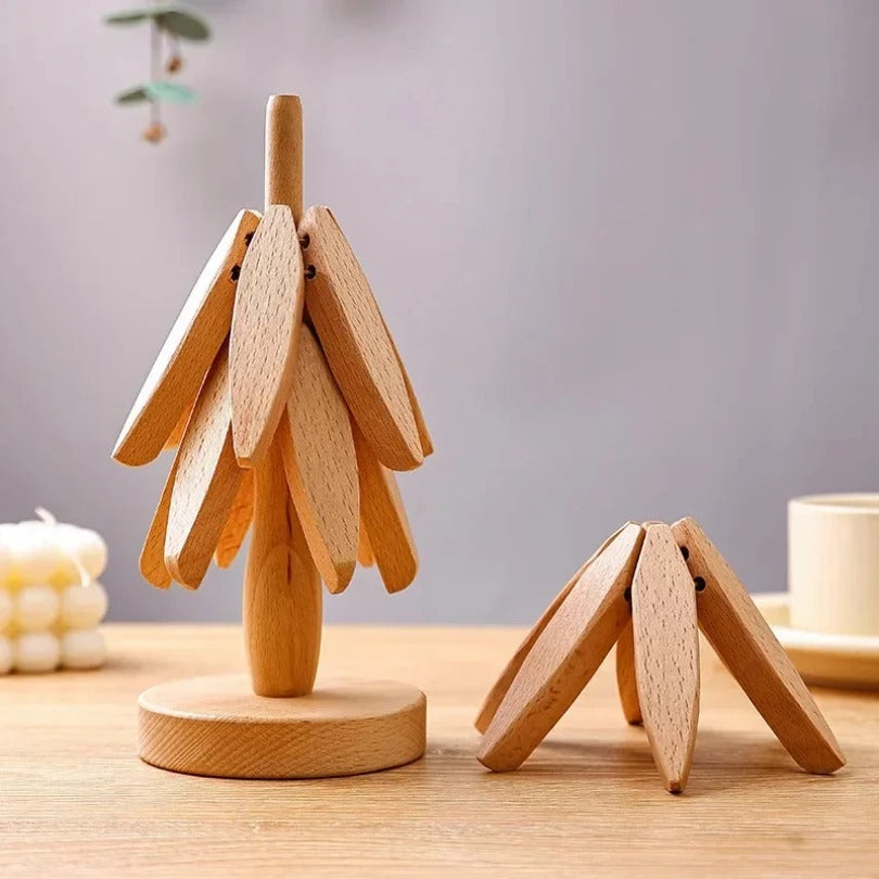 Wooden Folding Trivet Set