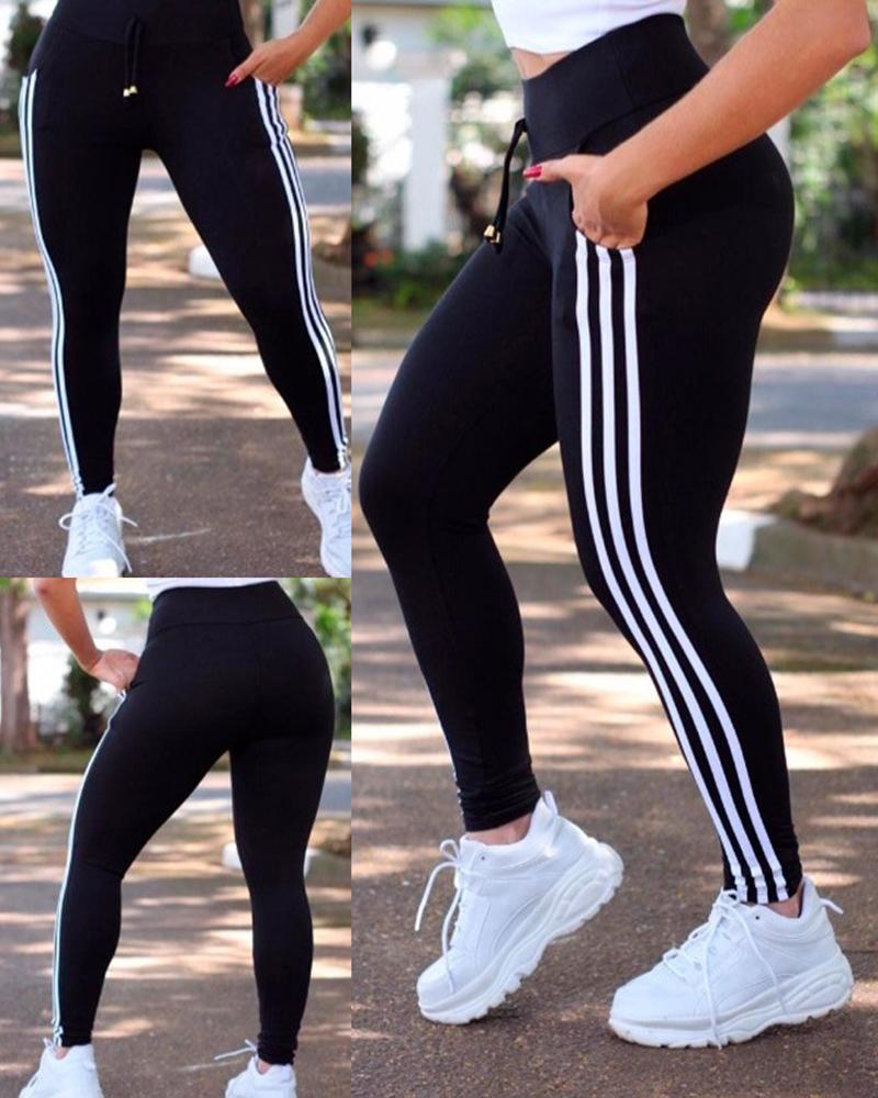 Sporty high-waisted trousers