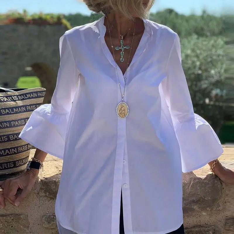 White Flare Sleeve Shirt
