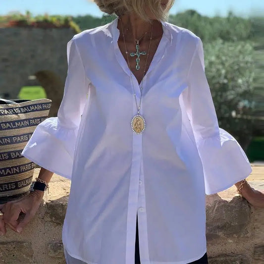 White Flare Sleeve Shirt
