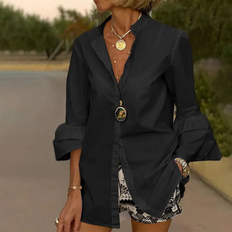 White Flare Sleeve Shirt