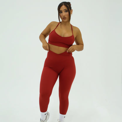 SCULPT WRAP HIGH-WAISTED LEGGINGS CHERRY RED