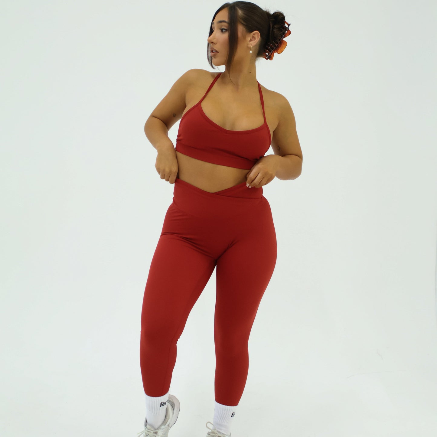 SCULPT WRAP HIGH-WAISTED LEGGINGS CHERRY RED