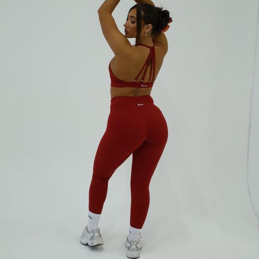 SCULPT WRAP HIGH-WAISTED LEGGINGS CHERRY RED