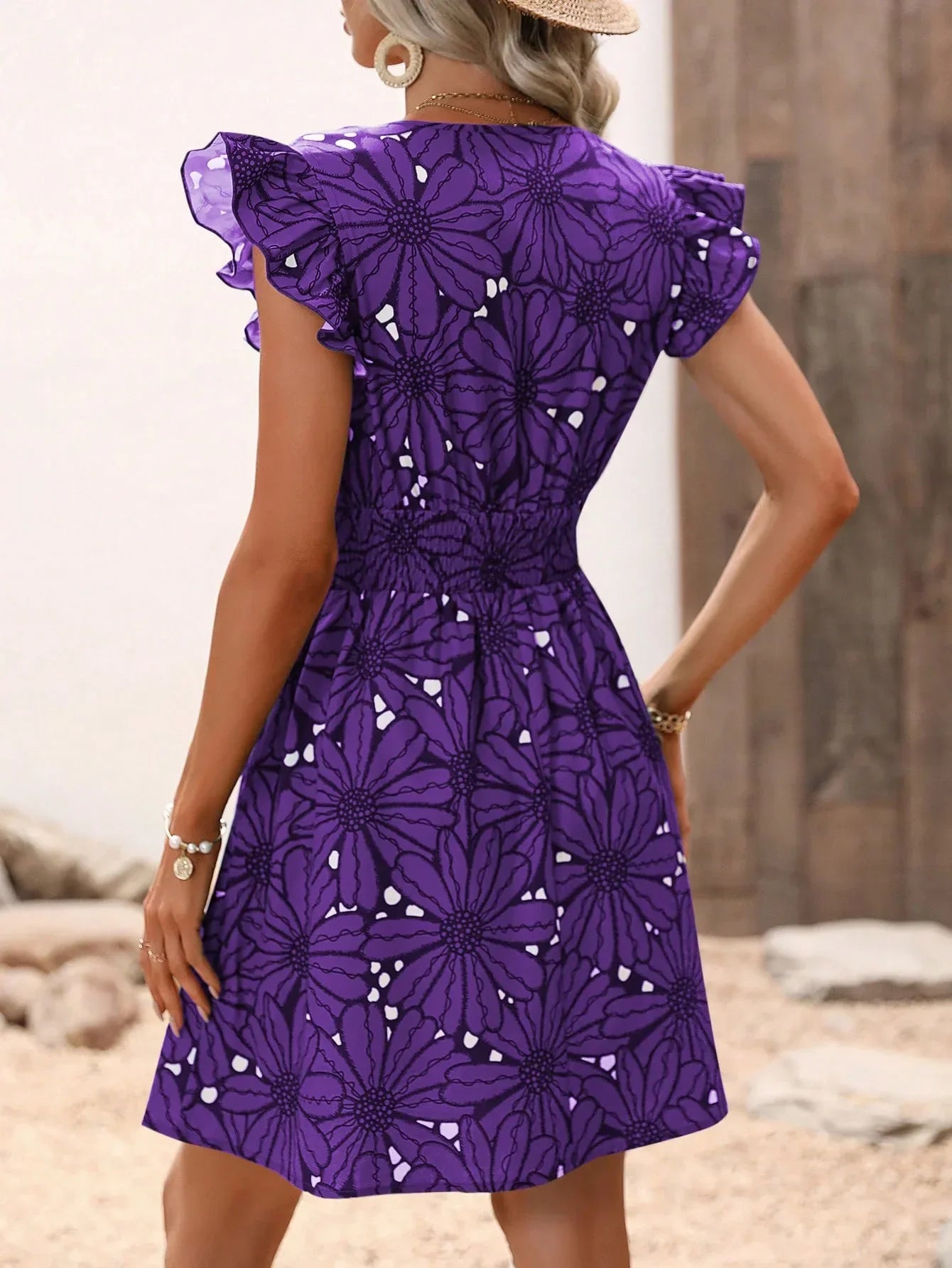Women's V-Neck Petal Dress