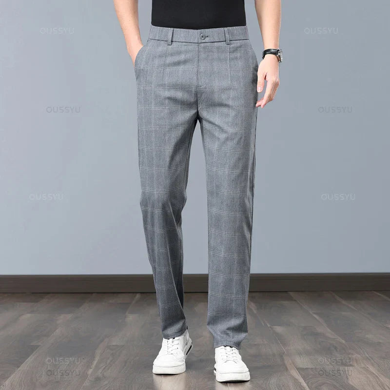 Lightweight Plaid Dress Pants