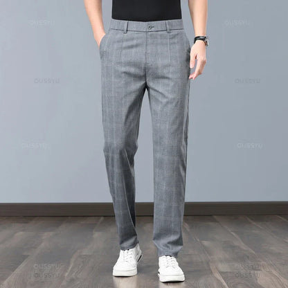 Lightweight Plaid Dress Pants