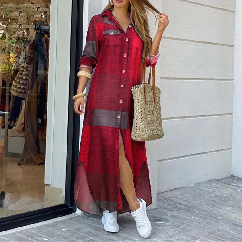 Elegant Plaid Maxi Dress