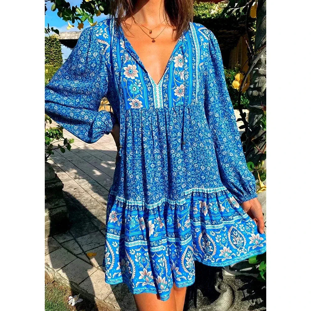 Ruffled Mini Boho Dress