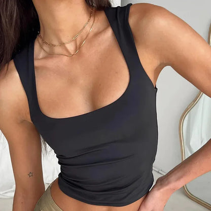 Women's Square Neck Sleeveless Crop Tank Top