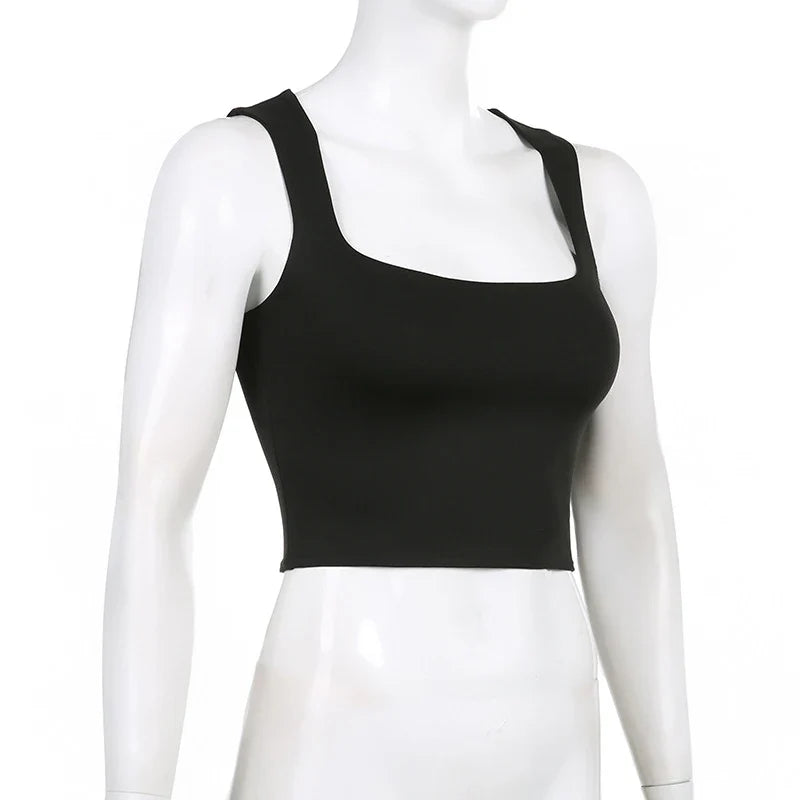 Women's Square Neck Sleeveless Crop Tank Top