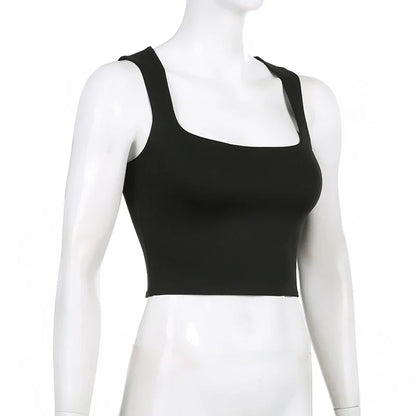 Women's Square Neck Sleeveless Crop Tank Top