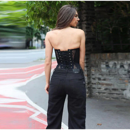 Lace Strapless Backless Corset Top for Women