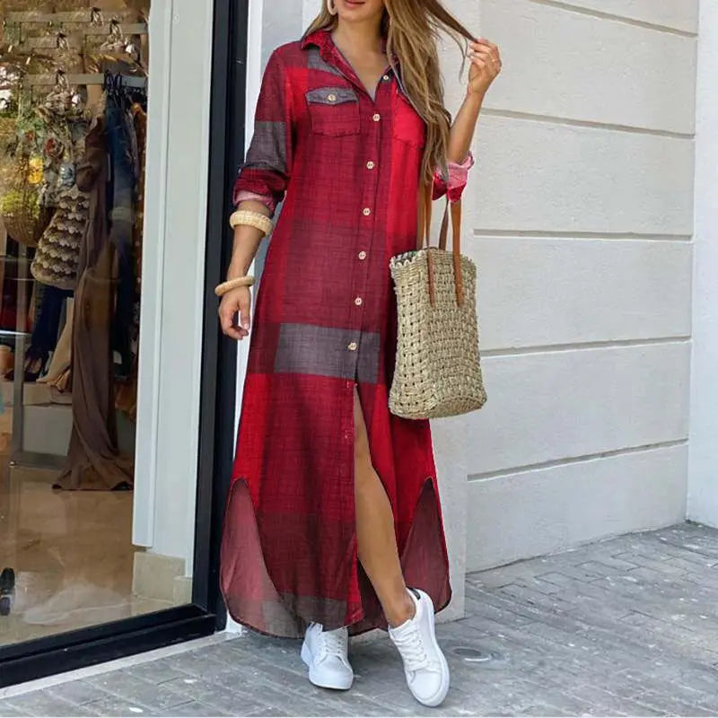 Elegant Plaid Maxi Dress