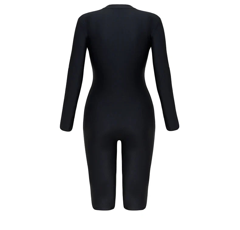 Women's One-Piece Swimsuit with Sleeves – Sport Style Solid Swimwear