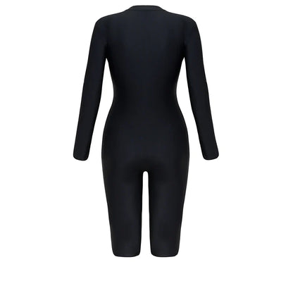 Women's One-Piece Swimsuit with Sleeves – Sport Style Solid Swimwear