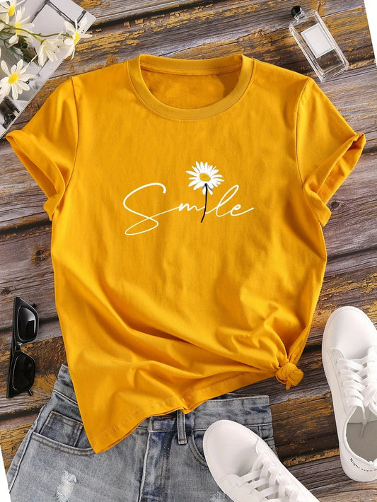 Floral Letter Print Tee