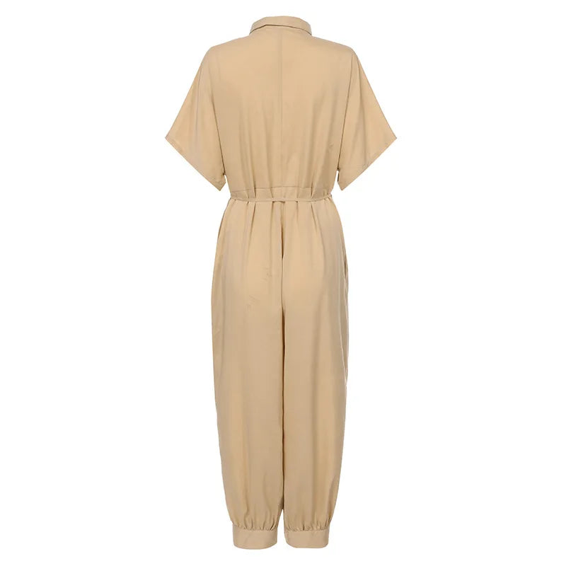 High Waist Short Sleeve Jumpsuit – Summer One Piece