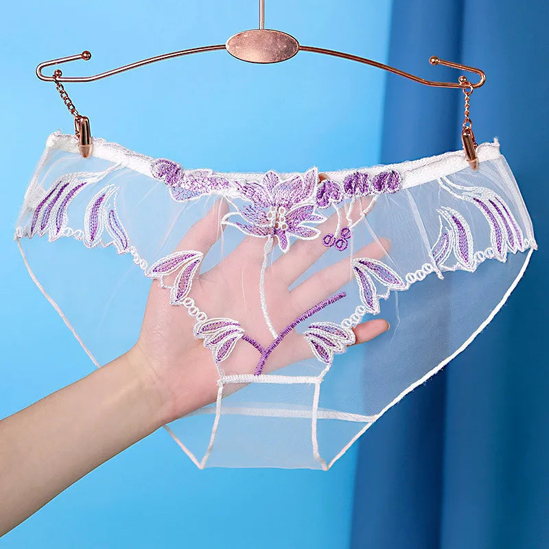 Elegant Lace Embroidered Sheer Panties – Ultra-Thin & Sexy