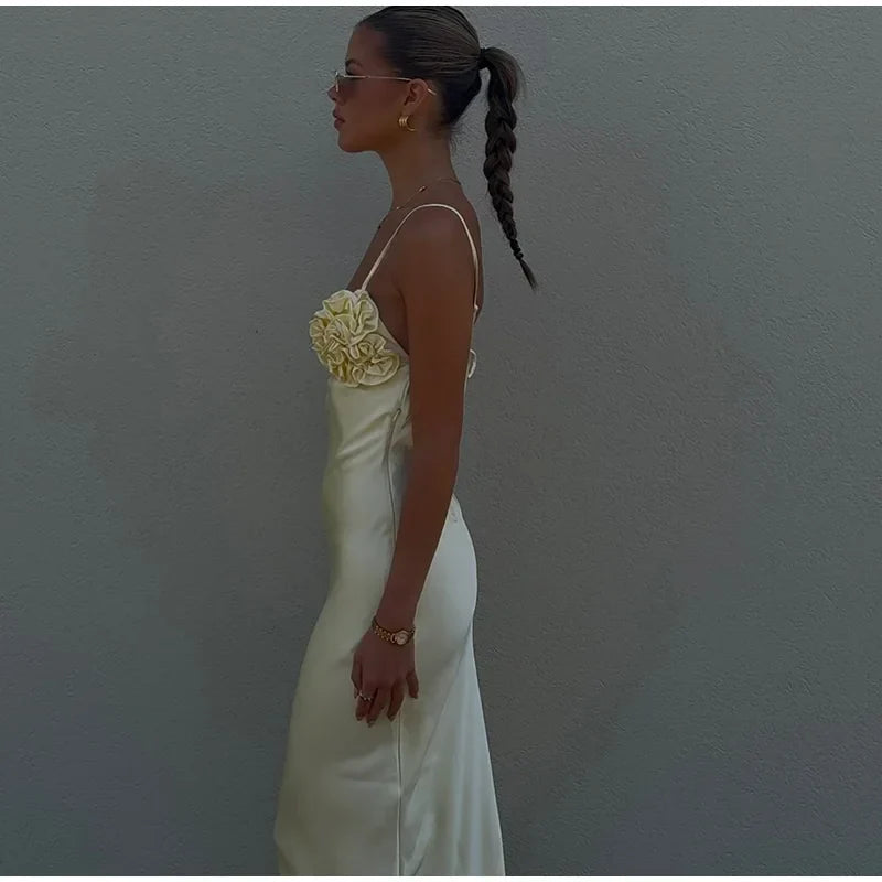3D Floral Backless Dress