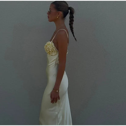 3D Floral Backless Dress