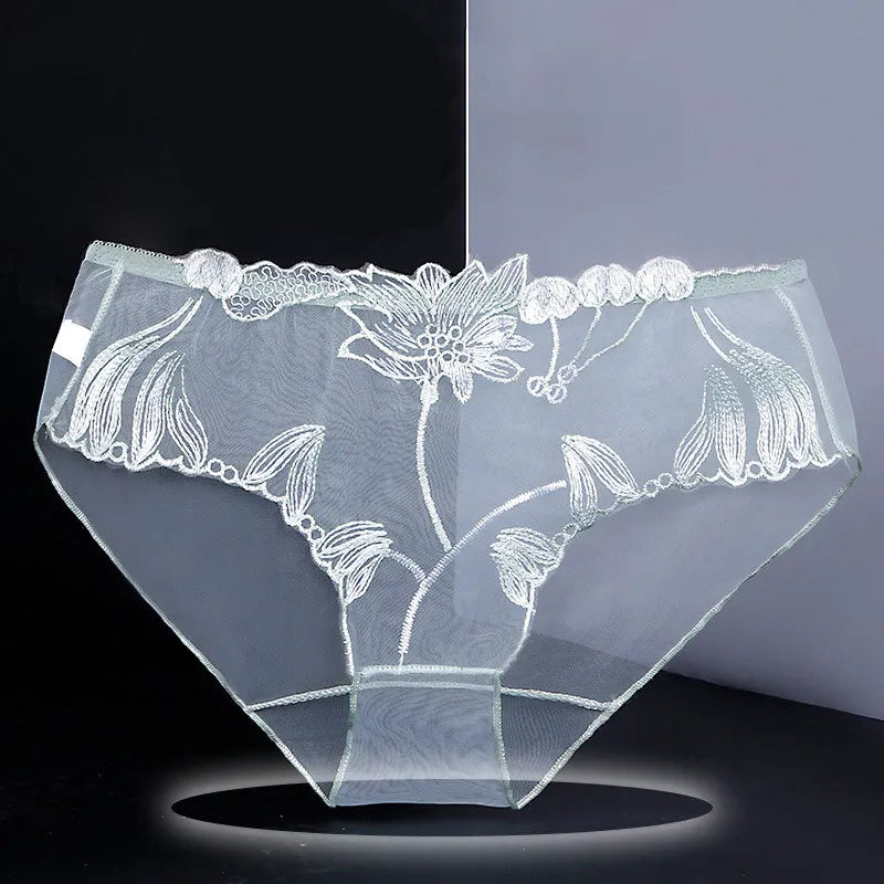 Elegant Lace Embroidered Sheer Panties – Ultra-Thin & Sexy